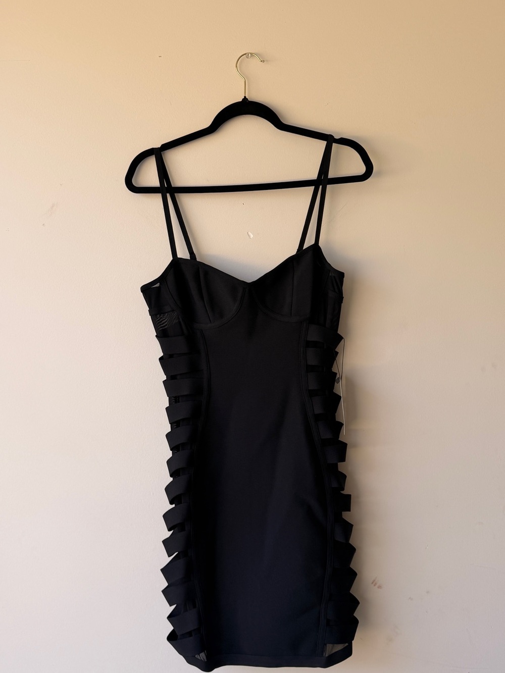 Emprada Black Strappy Cutout Bodycon Mini Dress